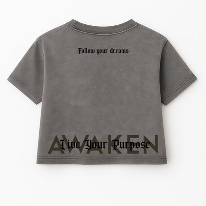Awaken Cropped Gray Wash